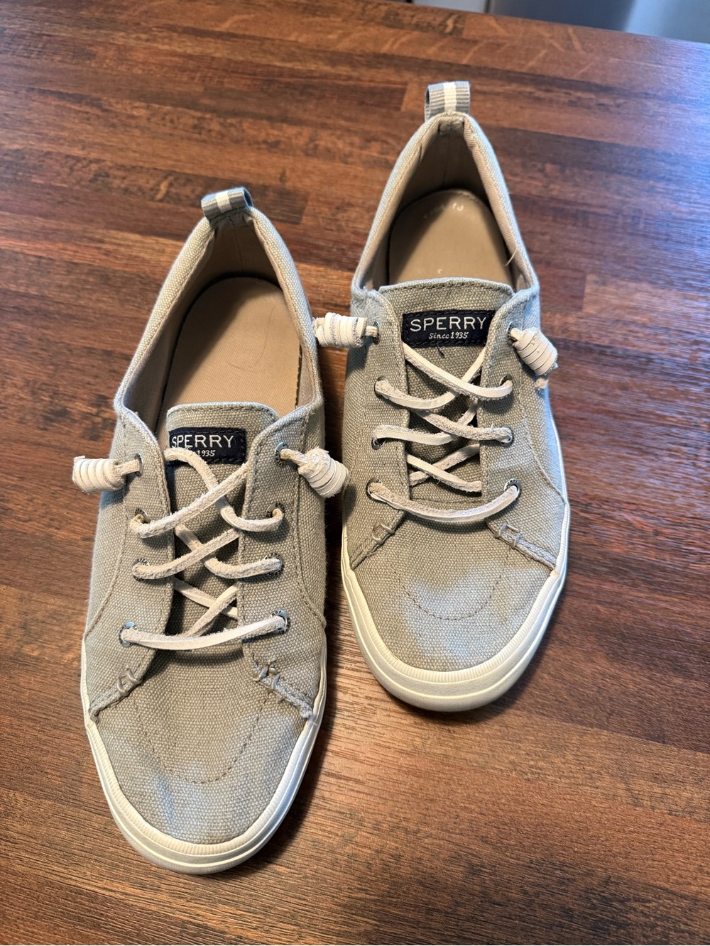 Sperry Women's Light Grey Canvas Lace-Up Sneakers
